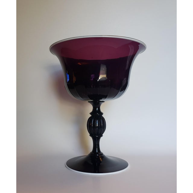 Salviati Vintage Murano Glass Amethyst Tazza Compote Bowl Attr Salviati For Sale - Image 4 of 18