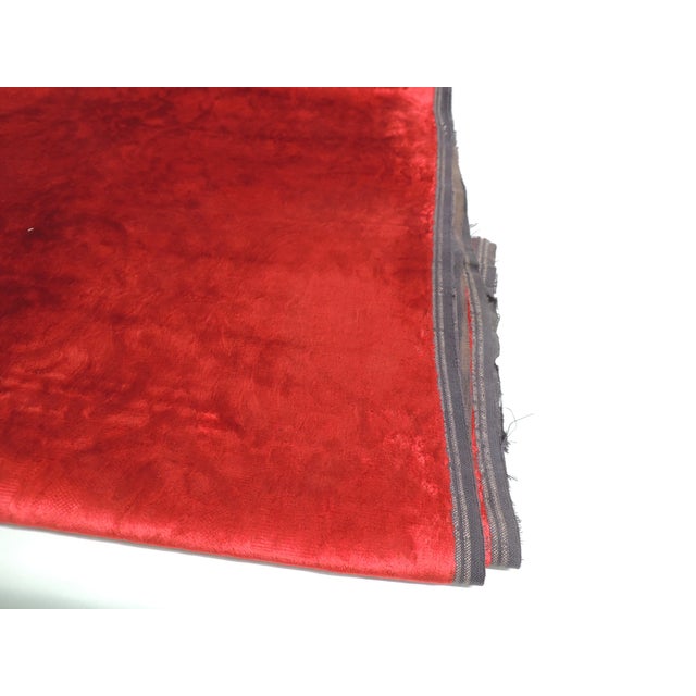 Vintage Scarlet Red Silk Velvet Fabric For Sale - Image 4 of 5