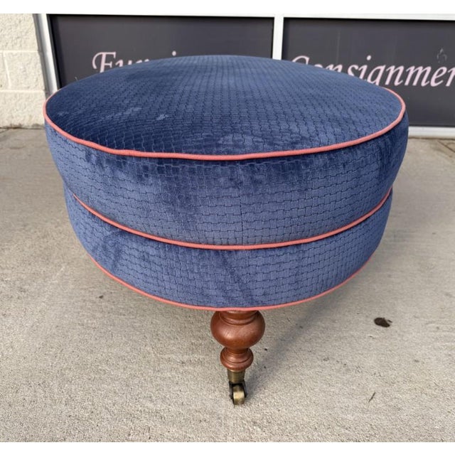 Late 20th Century 3 Piece High End Custom Upholstered Club Chairs & Ottoman For Sale - Image 15 of 17