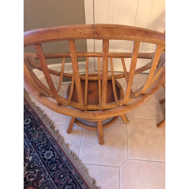 Vogue Rattan Bamboo Papasan Swivel Chairs a Pair Chairish