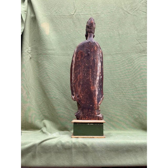 Wood Polychrome Wood Carving of Pope Borgia, 1600s For Sale - Image 7 of 12