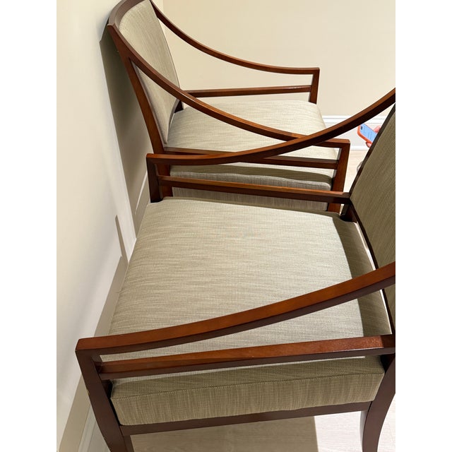 Contemporary Pair of Bolier & Co Rosenau Upholstered Back Arm Chairs For Sale - Image 3 of 12