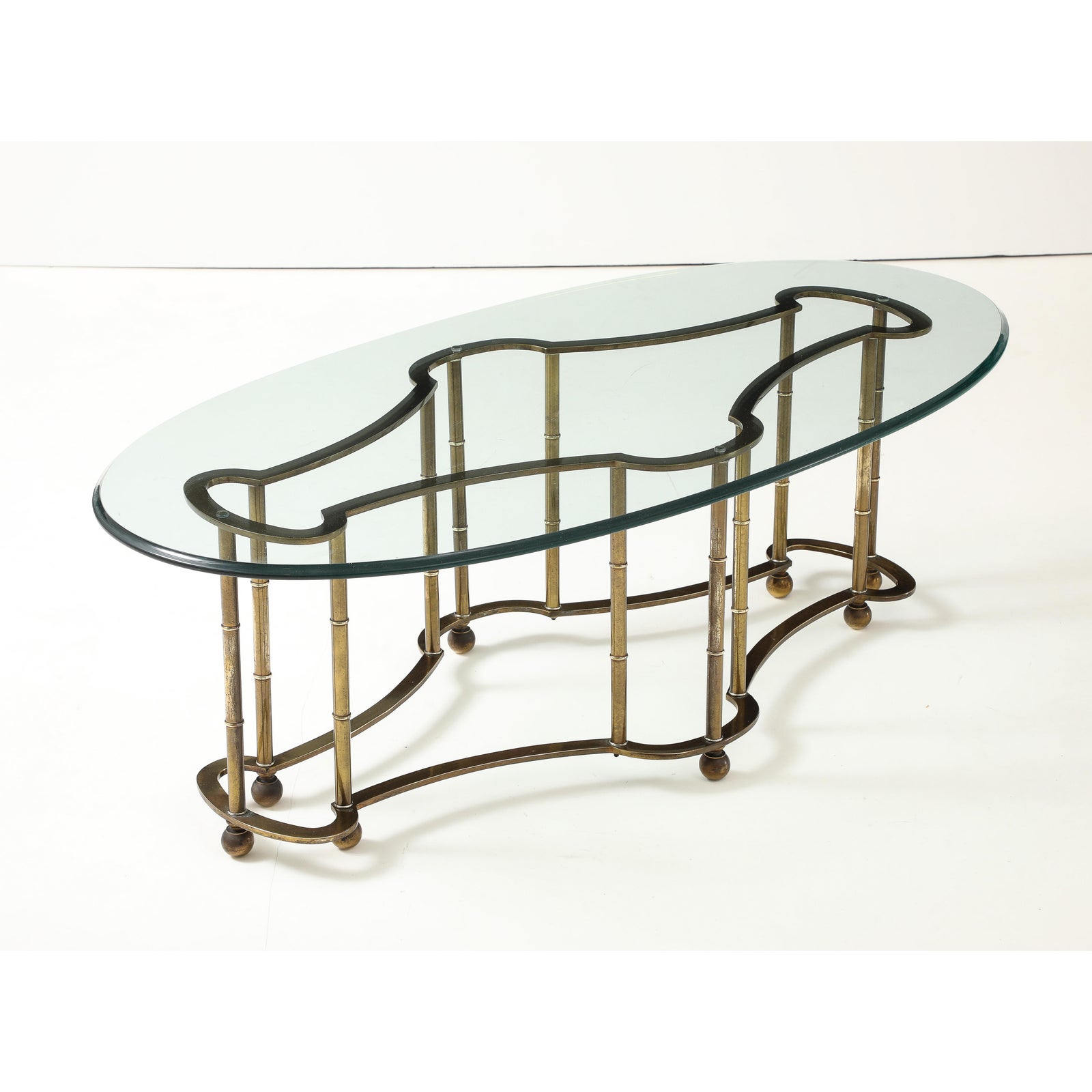1970's Mastercraft Brass Oval Coffee Table | Vintage MCM