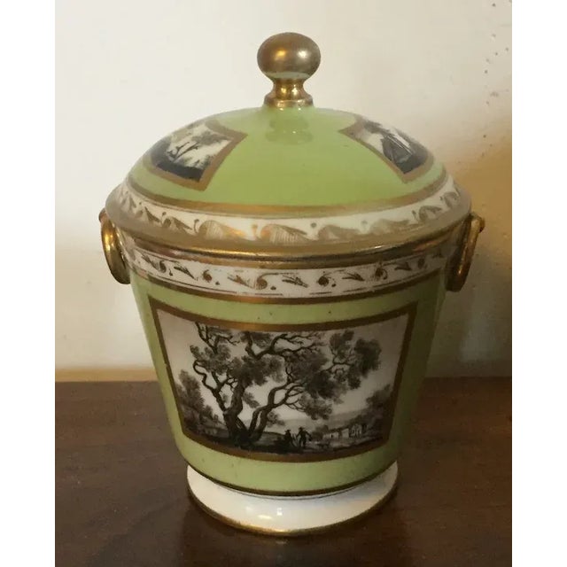 1800 Antique Paris Porcelain Sucrier Decorated with en Grisaille Landscape For Sale - Image 4 of 13