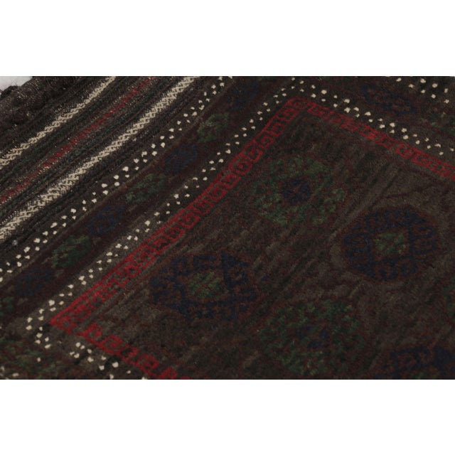 1950s Vintage Balisht Tribal Rug, Black and Brown With Geometric Patterns - Rug & Kilim For Sale - Image 5 of 9