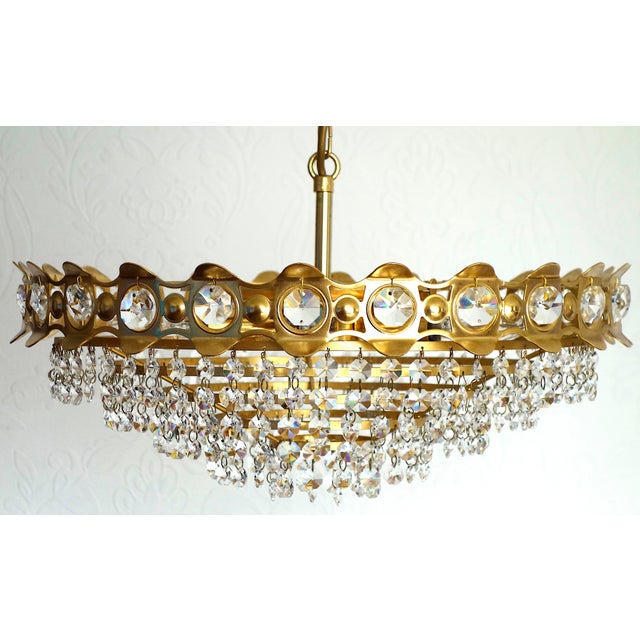 Gold Brass-Lead Crystal Chandelier by Joska Bodenmais, 1970s For Sale - Image 8 of 12