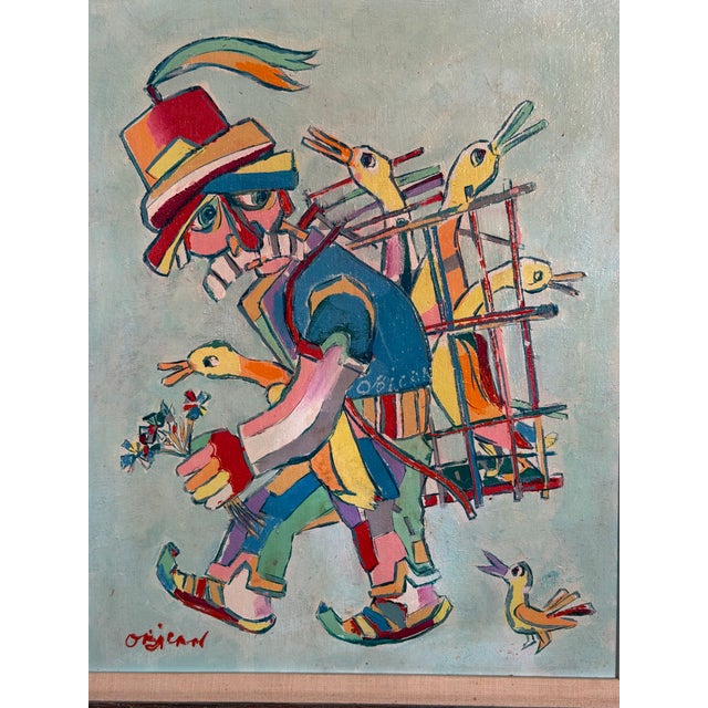 1970s The Walking Shop Painting by Jovan Obican, Croatia 1970 For Sale - Image 5 of 15