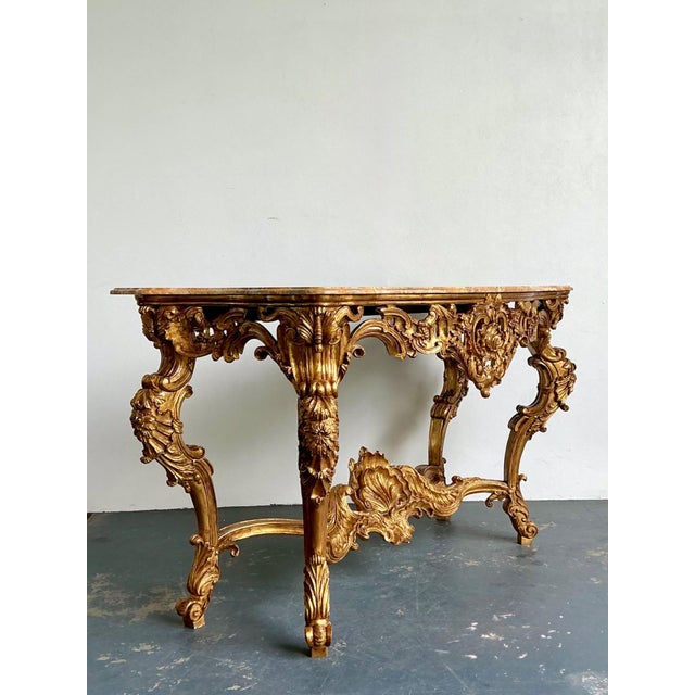 Antique Rococo Giltwood Console With Marble Top For Sale - Image 18 of 18