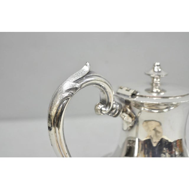 Vintage Victorian Silver Plated Floral Repousse Tea Kettle Teapot W/ Monogram For Sale - Image 9 of 15
