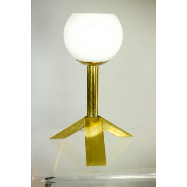 Opaline Glass & Metal Tripod Table Lamp, 1970s For Sale - Image 14 of 14