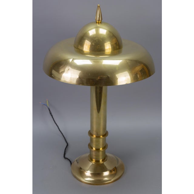 Art Deco Brass Inverted Dome Six-Light Pendant Lamp, Germany, 1930s For Sale - Image 10 of 18
