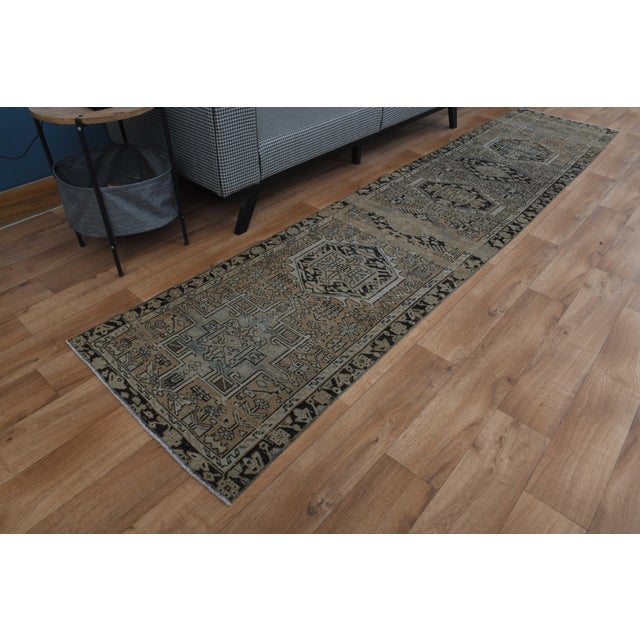 Beige 1970s Vintage Handmade Wool Cotton Beige Runner Rug For Sale - Image 8 of 11