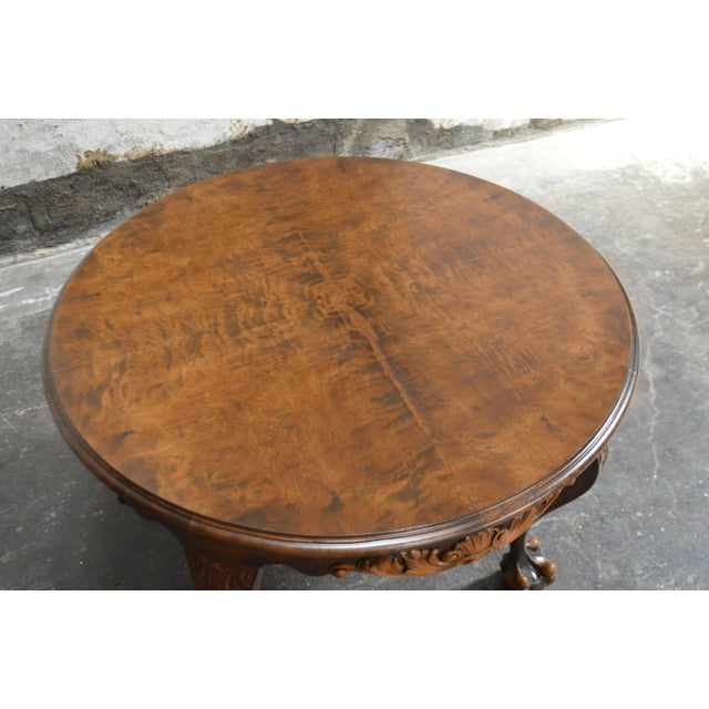 Handsome Chippendale Style Flame Birch Round Side Table For Sale - Image 4 of 9
