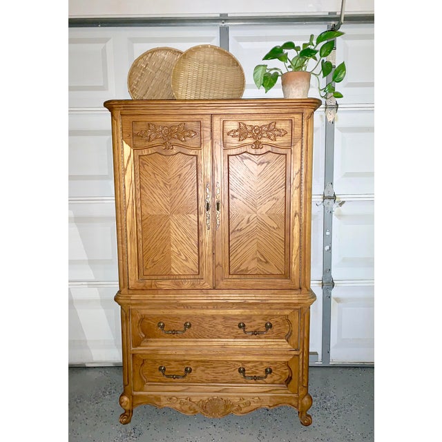 1970s Antique Vintage Solid Oak Tall Dresser/Armoire ...