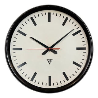 Large Industrial Bakelite Factory Wall Clock from Pragotron, 1960s For Sale