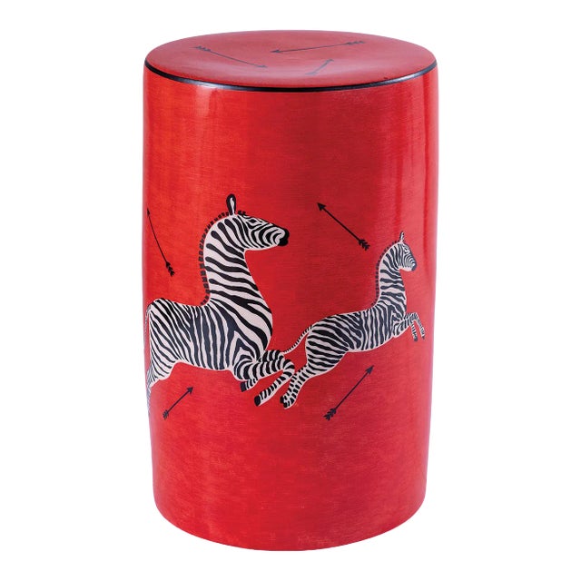 Scalamandre Maison by Port 68 Zebra Red Stool For Sale