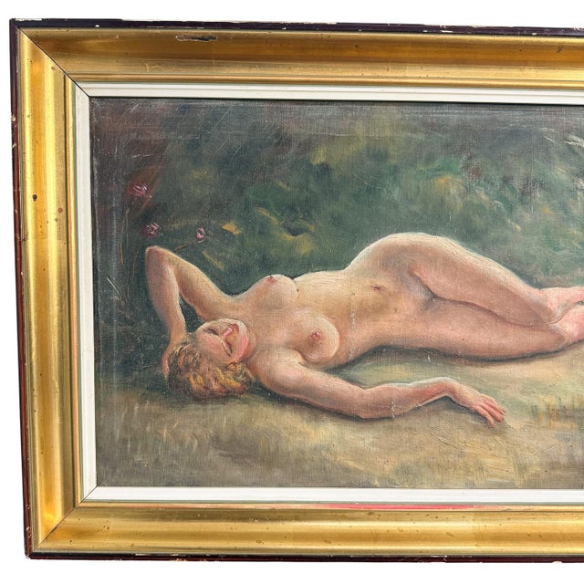 Unknown, Reclining Female Nude, 1890s, Oil on Canvas For Sale - Image 11 of 13