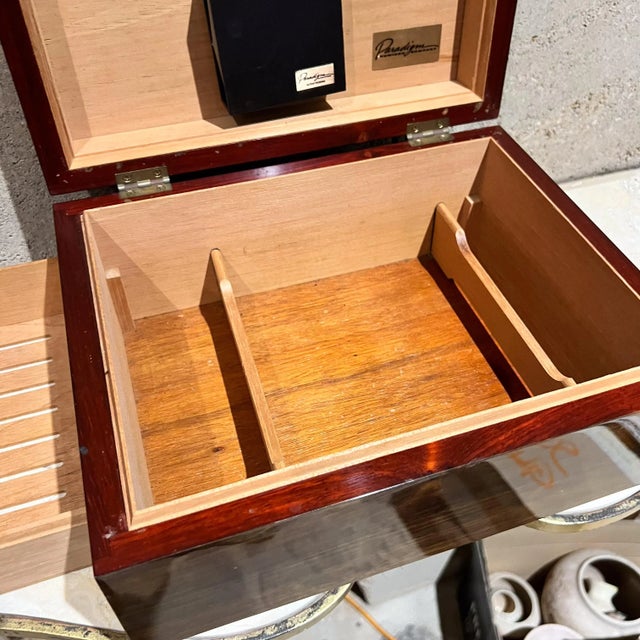 Brown Vintage Cigar Box by Paradigm Humidor Co., Wood With Marquetry Inlay For Sale - Image 8 of 10