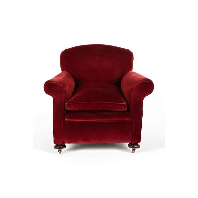 Victorian Red Velvet Armchair For Sale - Image 13 of 13