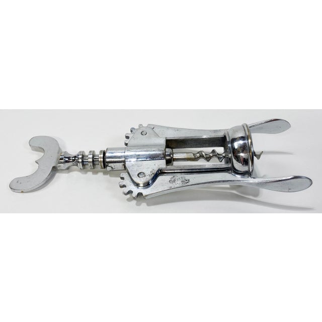 Italian Vintage Italian Silverplate Cork Screw Bottle Opener For Sale - Image 3 of 6
