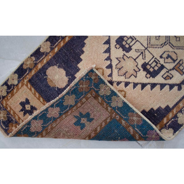 Navy Blue Hand Knotted Door Mat, Entryway Rug, Bath Mat, Kitchen Decor, Small Rug, Turkish Rug - 1′10″ × 3′4″ For Sale - Image 8 of 12