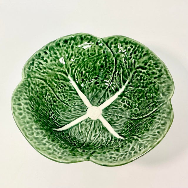 1980s Vintage Majolica Hollywood Regency Arts & Crafts Cabbage Serving Bowl. For Sale - Image 6 of 10