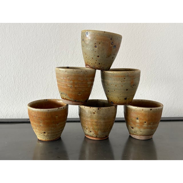 Pyrite Stoneware Cup Set by Gustave Tiffoche, France, 1970s, Set of 6 For Sale - Image 13 of 18