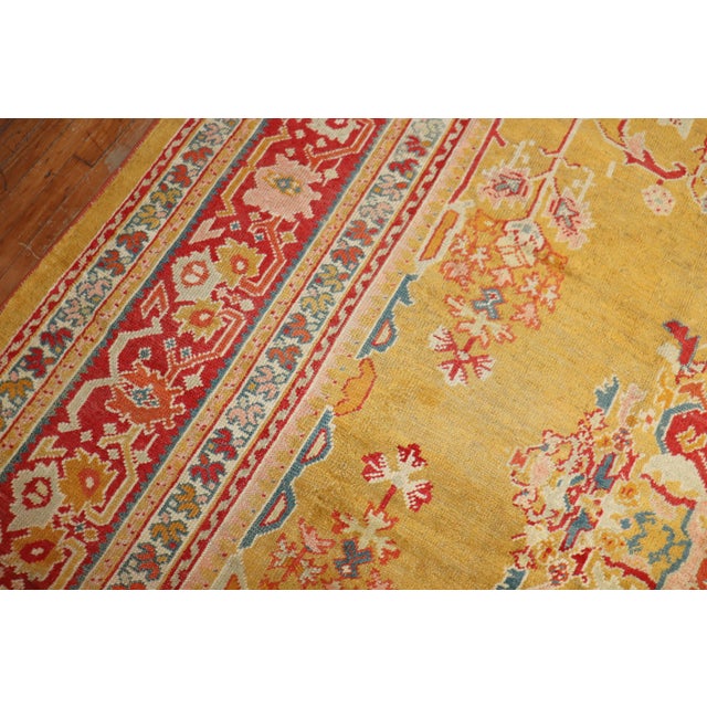 Antique Zabihi Collection Stunning Sunny Yellow Turkish Ghiordes Rug - 9'10" x 13'10" For Sale - Image 11 of 12