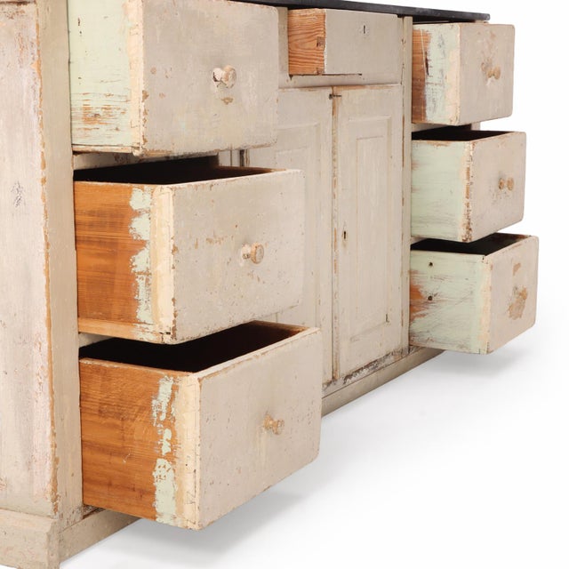 French Painted Counter With Belgian Bluestone Top, C 1880 For Sale - Image 4 of 7