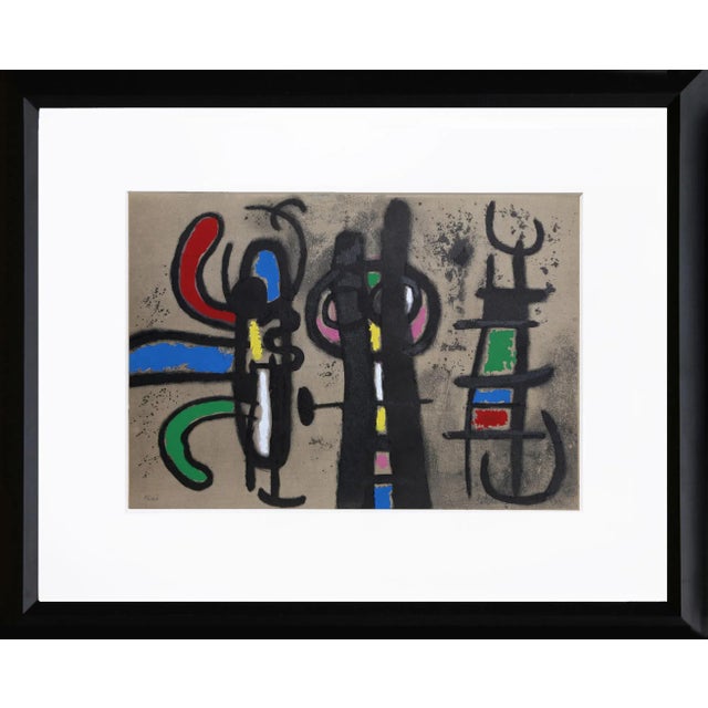 Abstract "Cartones 18: Personnage Et Oiseau" Framed Lithograph by Joan Miro For Sale - Image 3 of 3