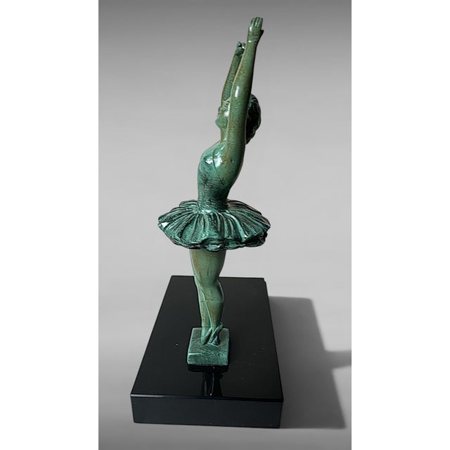 Art Deco French Pair of Dancer Bookends in Spelter and Black Marquina Marble For Sale - Image 12 of 18