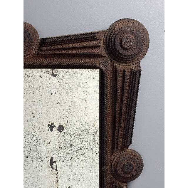 19th Century Antique Tramp Art Folk Art Distressed Mirror, Austria, 1890s For Sale - Image 5 of 18