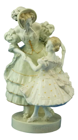 19th Century Art Nouveau Ceramic Sculpture of Dancing Girl & Mother by F. Gruber for Goldscheider, Austria