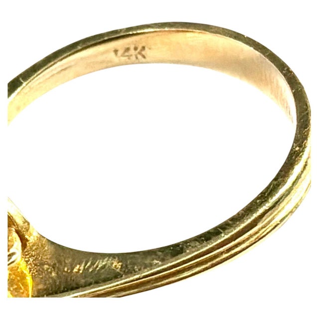 Mid 20th Century 14k Gold Emerald and Diamond Floral Cluster Cocktail Ring Vintage For Sale - Image 5 of 8