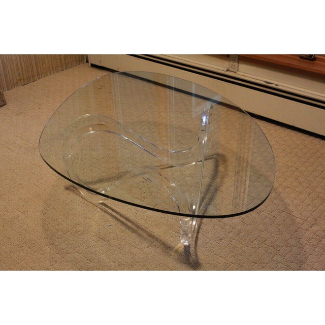 Shlomi Haziza Coffee Table With Lucite Acrylic & Glass Post For Sale In Detroit - Image 6 of 11