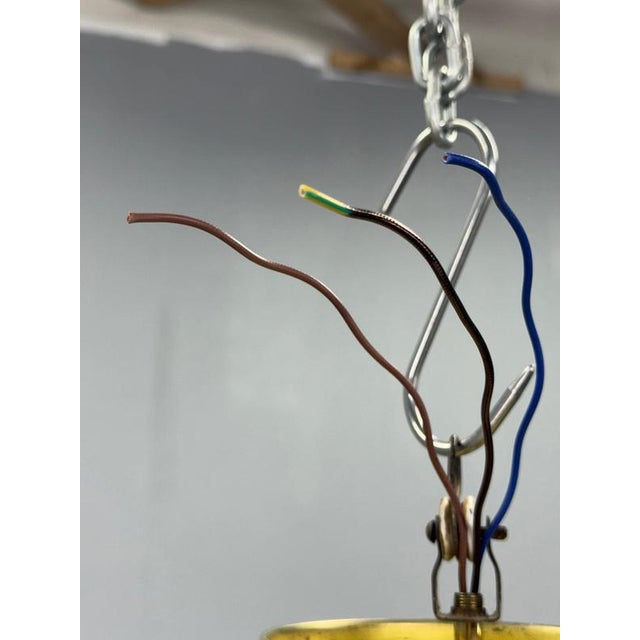 Art Deco Pendant Light in Brass and Opaline Glass, 1930s For Sale - Image 11 of 13