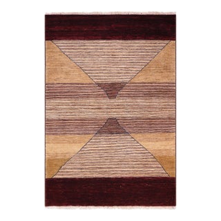 Boho Chic Gabbeh Red/Brown Wool Rug - 4'11'' X 7'1'' For Sale