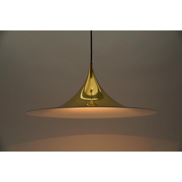 Mid-Century Modern Large Gold Semi Pendant Lamp by Claus Bonderup & Torsten Thorup for Fog & Mørup, 1970s For Sale - Image 3 of 14