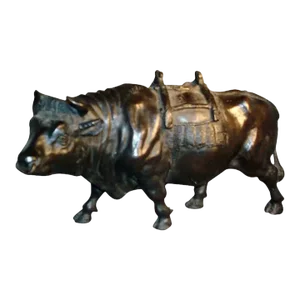 Antique Early 19th Century French Bronze Cow Model of a Pack Ox or Bull