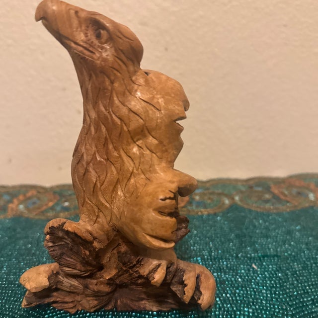 Vintage Hand-Carved Burl Wood Eagle Sculpture For Sale - Image 4 of 7