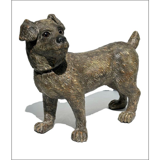1940s Austrian Standing Terrier Dog Composition Lifesize Figural Sculpture For Sale - Image 12 of 12
