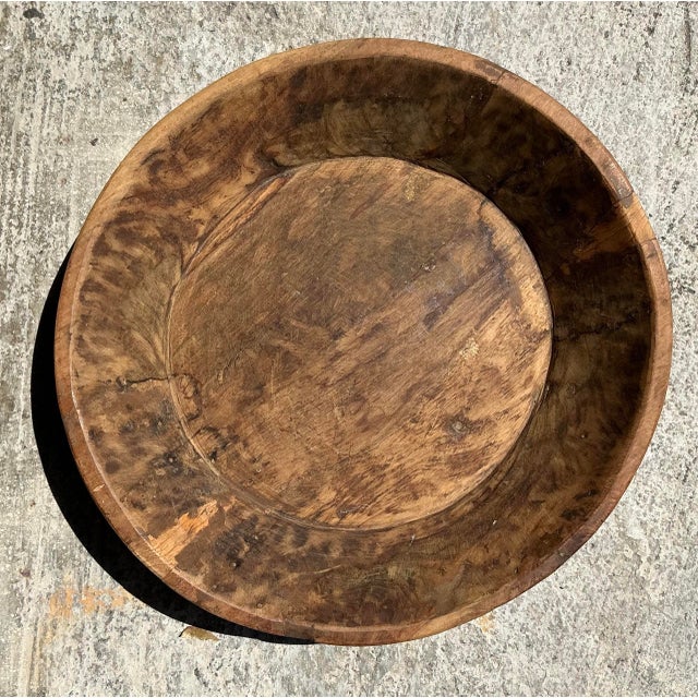 Vintage Boho Teak Dough Bowl For Sale In West Palm - Image 6 of 12