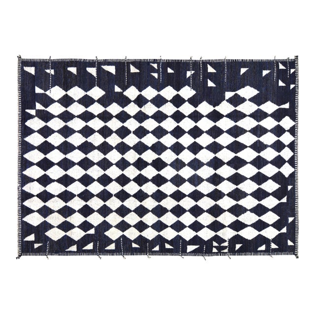 Moroccan Hand Knotted Wool Rug, 9'x13' For Sale