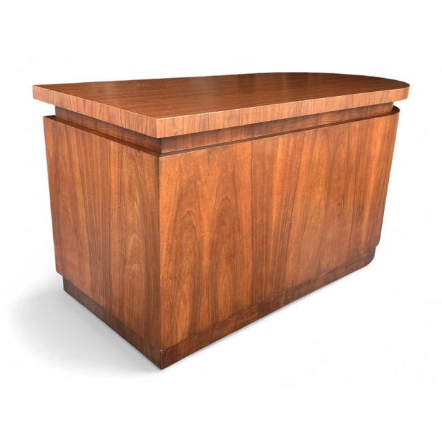 1950s French Art Deco Desk in Light Walnut – Fully Restored With Floating Top and Drawers For Sale In Los Angeles - Image 6 of 16