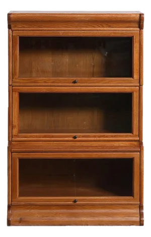 Mission 3 Stack Oak Barrister Bookcase - Beveled Glass