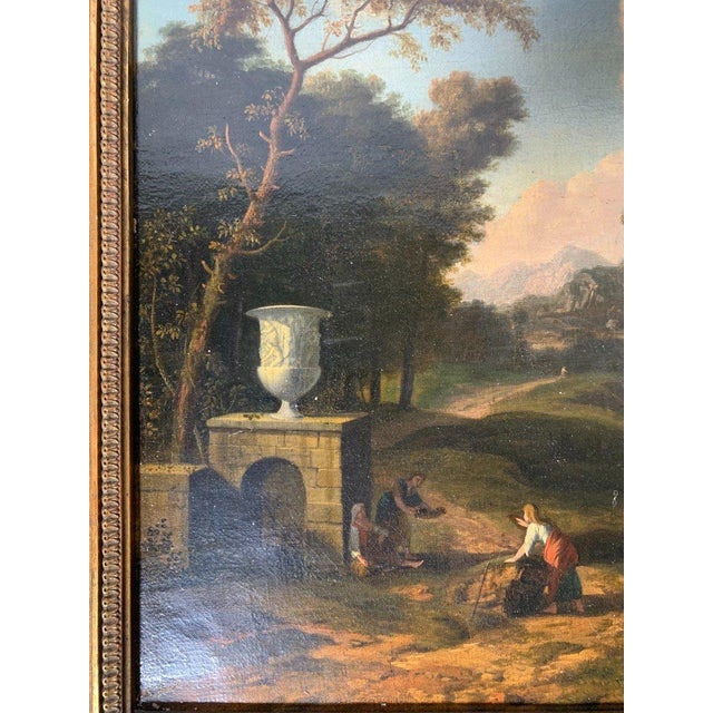 Oil painting on canvas signed Albert Meyeringh (1645-1714) Landscape with three women on an Italian road in an ancient...