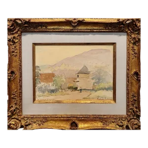 Paul Emile Pissarro -View of a French Farm-1920s Original Painting