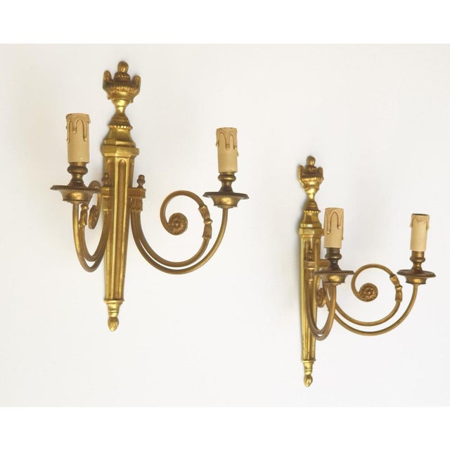Louis XVI Style Bronze Wall Sconces, France, 1960s, Set of 2 For Sale - Image 3 of 13