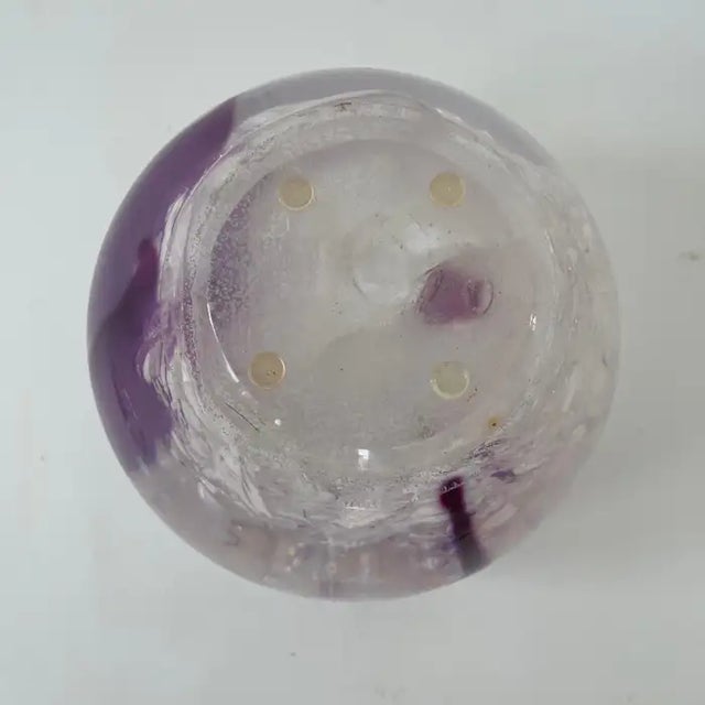 Post Modern Spherical Clear and Purple Bubble Swirl Lucite Lidded Bowl Sculpture For Sale - Image 12 of 12