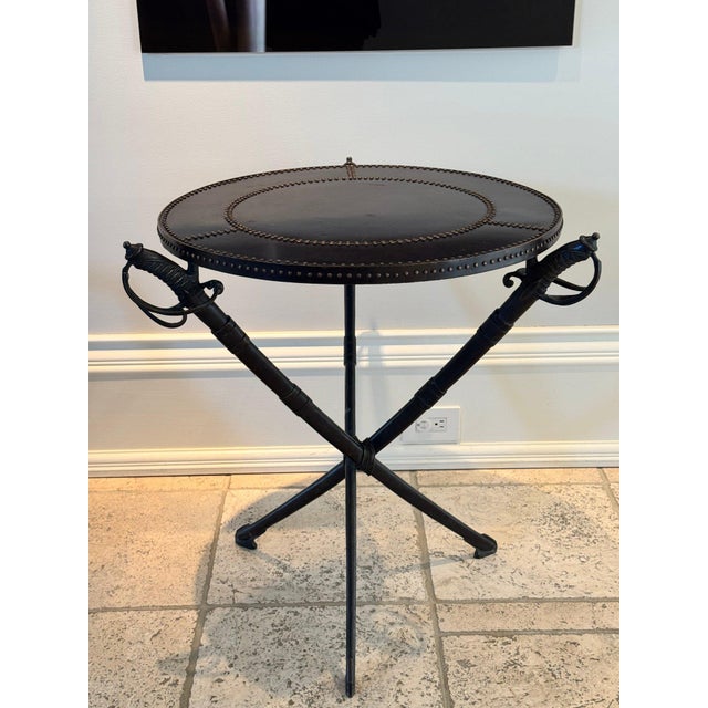 Vintage Campaign Style Sword Side Table - Attributed to Theodore Alexander Command attention in your curated interior with...